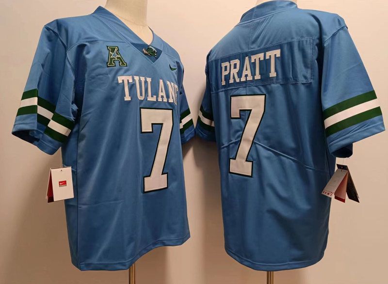 Men #7 Pratt Light Blue Nike 2025 NCAA Jersey